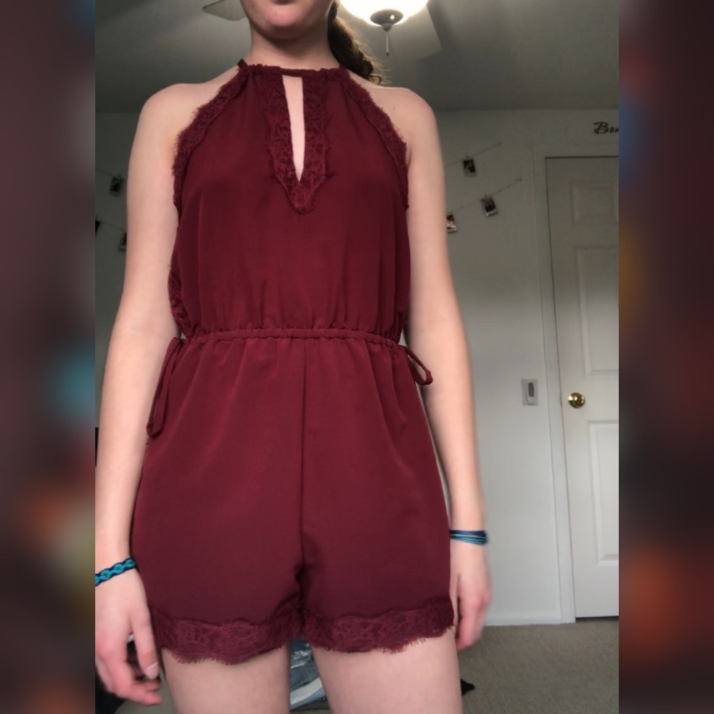 Maroon Lacey romper